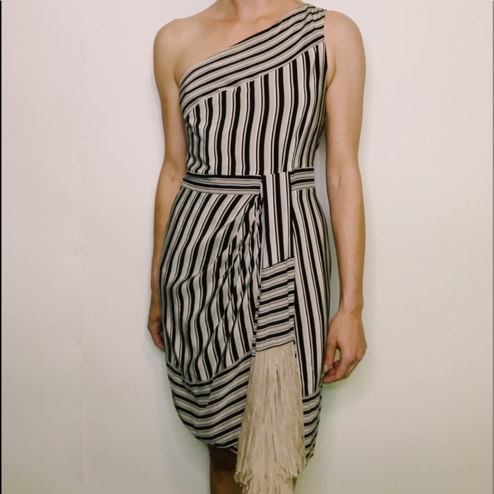 BCBG MAX AZRIA Stevie silk one shoulder dress